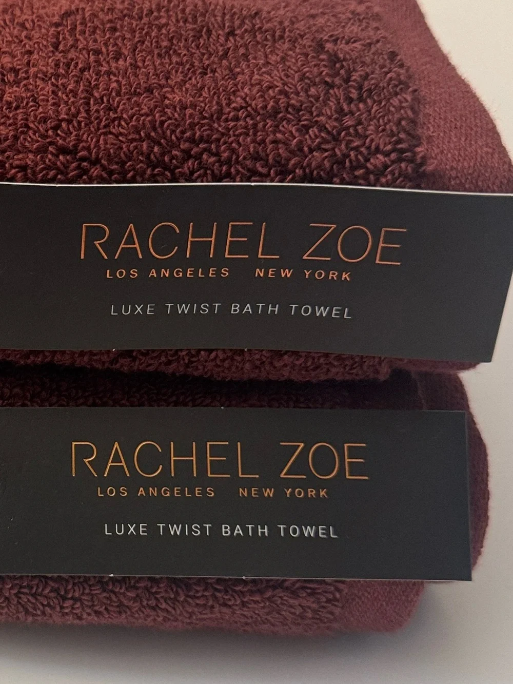 2pc RACHEL ZOE Luxe Twist Bath Towel Set - MERLOTMG - Cotton/Rayon From Bamboo